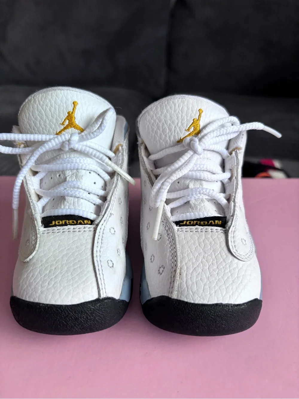 Jordan Kids White Floral-Embossed Sneakers with Black Soles